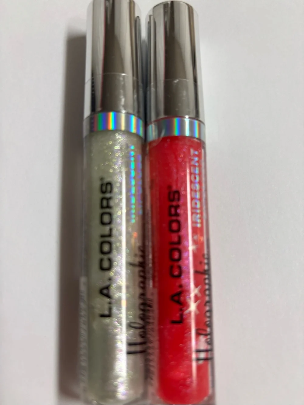 L.A. COLORS Holographic Iridescent Lip Gloss Duo - Clear & Hot Pink